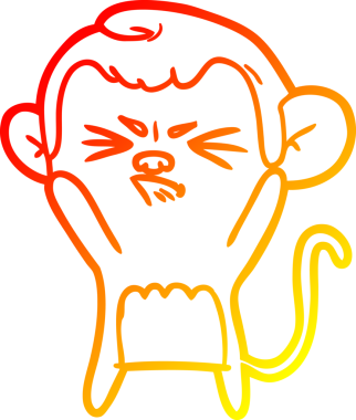 Bir insan tarafından çizilmiş kızgın bir maymunun sıcak çizgi çizimi