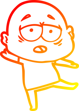 Bir insan tarafından çizilmiş, yorgun, kel bir adamın sıcak çizgi çizimi.