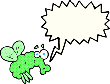 Bir insan tarafından çizilmiş serbest çizilmiş çizgi roman konuşma balonu sineği.