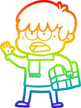 Bir insan tarafından çizilmiş endişeli bir çizgi film çocuğunun çizimi.