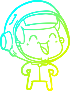 Bir insan tarafından çizilmiş mutlu bir astronotun soğuk gradyan çizimi.