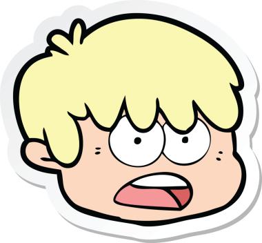 Bir insan tarafından çizilmiş karikatür erkek yüzü çıkartması