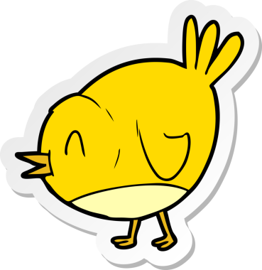 Bir insan tarafından çizilmiş karikatür kuşunun sıkıntılı çıkartması