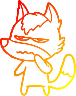 Bir insan tarafından çizilmiş kızgın bir kurdun sıcak çizgi çizimi.