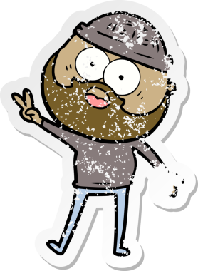 Bir insan tarafından çizilmiş sakallı bir adamın sıkıntılı çıkartması.