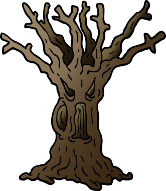 vektör gradyan çizimi bir insan tarafından çizilmiş ürkünç ağaç