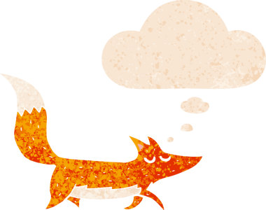 Düşünce baloncuğu ve grunge ile çizgi film kurdu bir insan tarafından çizilmiş tedirgin retro tarzı