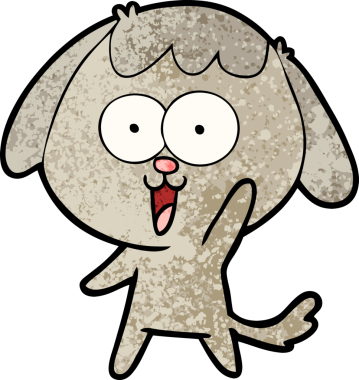 Bir insan tarafından çizilmiş şirin bir çizgi film köpeği.