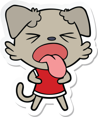 Bir insan tarafından çizilmiş tiksindirici bir köpeğin çıkartması.