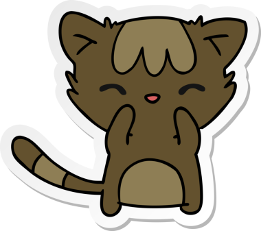 Bir insan tarafından çizilmiş kawaii kedisinin serbest sticker karikatürü.