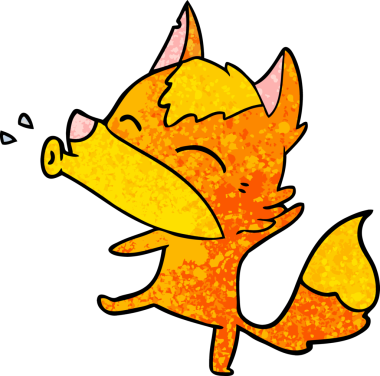 Bir insan tarafından çizilmiş tilki çizgi film karakteri