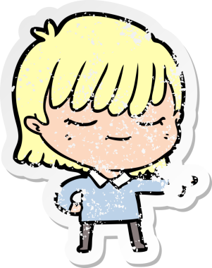 Bir insan tarafından çizilmiş karikatür bir kadının sıkıntılı çıkartması.