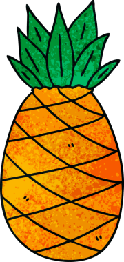 Bir insan tarafından çizilmiş garip bir çizgi film ananası.