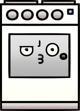 Bir insan tarafından çizilmiş mutfak fırınının gölgelenmiş karikatürü.