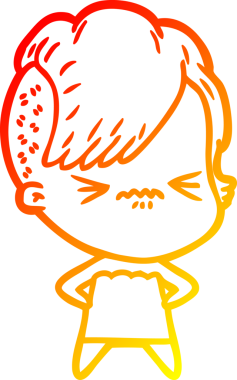 Bir insan tarafından çizilmiş, kızgın bir hipster kızın çizgi çizimi.