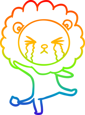 Bir insan tarafından çizilmiş ağlayan bir aslanın çizgi çizimi.