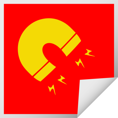 Bir insan tarafından çizilmiş bir mıknatısın kare soyma etiketi