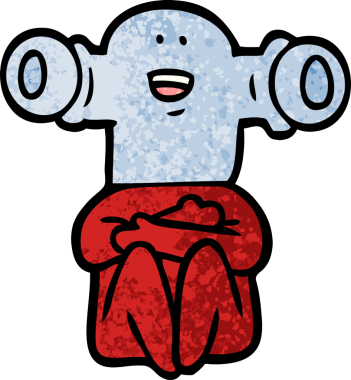 Bir insan tarafından çizilmiş dostane bir uzaylı çizgi filmi.