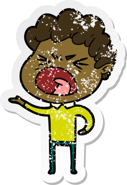 Bir insan tarafından çizilmiş öfkeli bir adamın sıkıntılı çıkartması.