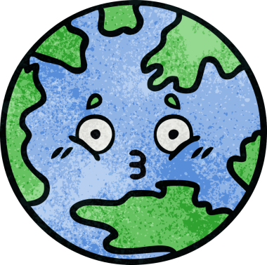 Bir insan tarafından çizilmiş bir gezegenin retro grunge doku karikatürü.