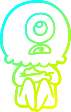 Bir insan tarafından çizilmiş soğuk gradyan çizgi çizimi Kiklops uzaylı uzay adamı