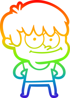 gökkuşağı gradyanı çizimi bir insan tarafından çizilmiş mutlu bir çizgi film adamı