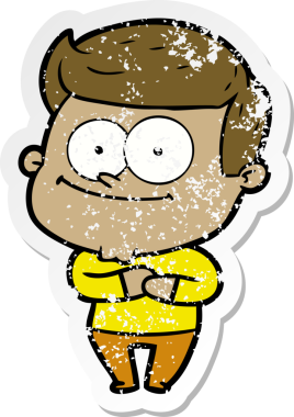 Bir insan tarafından çizilmiş mutlu bir adamın sıkıntılı çıkartması.