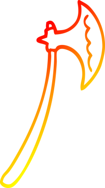 Bir insan tarafından çizilmiş bir baltanın sıcak çizgi çizimi