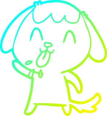 Bir insan tarafından çizilmiş şirin bir çizgi köpeğin soğuk gradyan çizgisi.