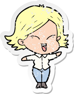 Bir insan tarafından çizilmiş mutlu bir çizgi film kızının sıkıntılı çıkartması.