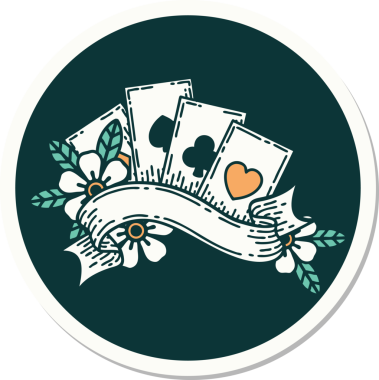 Geleneksel kart stili ve bir insan tarafından çizilmiş dövme çıkartması.