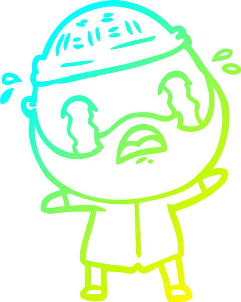 Bir insan tarafından çizilmiş ağlayan sakallı bir adamın çizdiği soğuk çizgi.