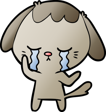 Bir insan tarafından çizilmiş şirin köpek yavrusu ağlama çizgi filmi