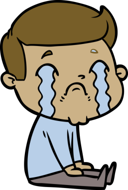 Bir insan tarafından çizilmiş ağlayan çizgi film adamı.