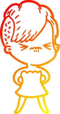 Bir insan tarafından çizilmiş, kızgın bir hipster kızın çizgi çizimi.