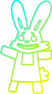 Bir insan tarafından çizilmiş gülen tavşanın soğuk çizgi çizimi.