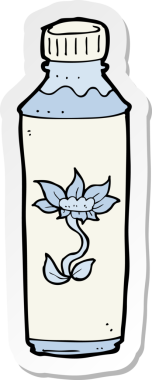 Bir insan tarafından çizilmiş karikatür su şişesinin etiketi.