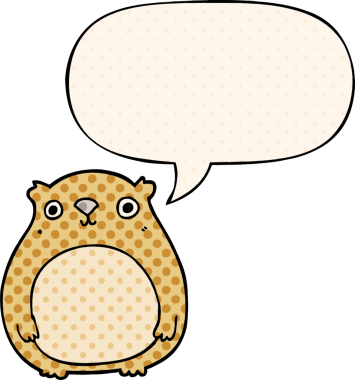 Bir insan tarafından çizilmiş çizgi roman tarzında konuşma balonu olan çizgi film ayısı.