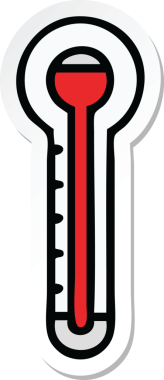 Bir insan tarafından çizilmiş şirin bir karikatür cam termometresinin çıkartması.