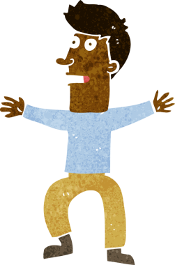 Çizgi film bir insan tarafından çizilmiş ürkmüş bir adam