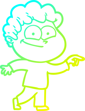 Bir insan tarafından çizilmiş mutlu bir adamın soğuk çizgi çizimi.