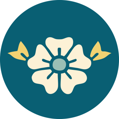 Bir insan tarafından çizilmiş bir çiçeğin ikonik dövme şekli