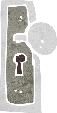 Bir insan tarafından çizilmiş karikatür kapı kolu.