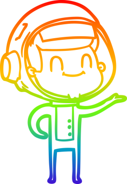 gökkuşağı gradyan çizimi mutlu bir çizgi astronot çizimi bir insan tarafından çizildi