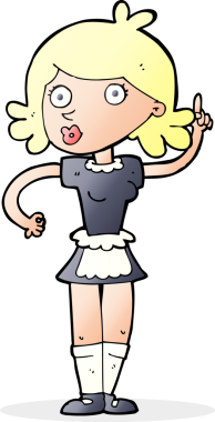 Bir insan tarafından çizilen çizgi film şaşkın hizmetçi.