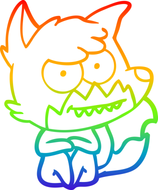 Bir insan tarafından çizilmiş sırıtan tilki çizgi çizimi.