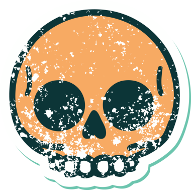 Bir insan tarafından çizilmiş bir kafatasının sembolik dövmeli görüntüsü.