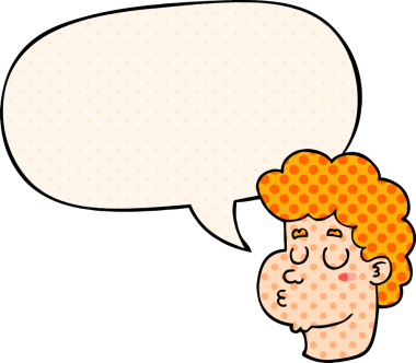 Bir insan tarafından çizilmiş çizgi roman tarzında konuşan erkek yüzü.