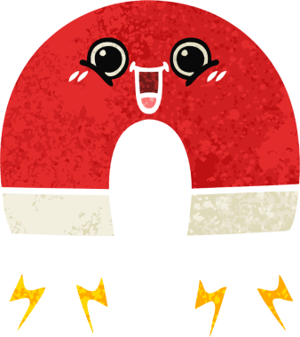 Bir insan tarafından çizilmiş mıknatısın retro illüstrasyon tarzı karikatürü