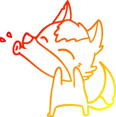 Bir insan tarafından çizilen uluyan kurt çizgi filminin sıcak gradyan çizimi